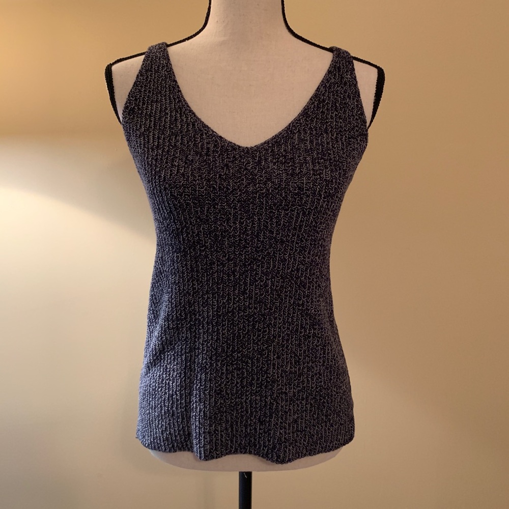 LOFT navy blue marled knit tank top